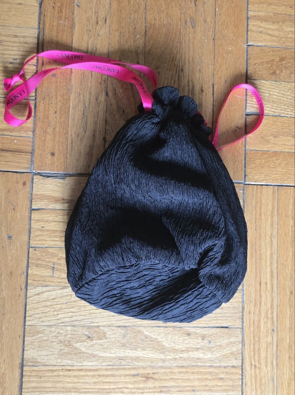 Lancome black drawstring cosmetic bag